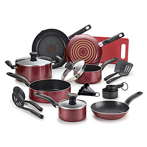 17-Piece T-fal Simply Cook Aluminum Nonstick Cookware Set (Red) $58.99 or less+ Free Shipping