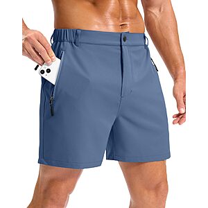 Pudolla Mens Shorts 5"/7"/9" Lightweight Quick Dry Casual Shorts for Outdoors, with 3 Zipper Pockets $14.84