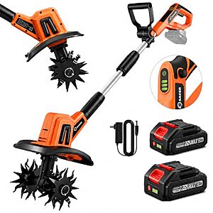 Saker 22V Cordless 3-Speed Garden Tiller/Cultivator w/ 2x 2.0Ah Batteries $69.99 + Free Shipping