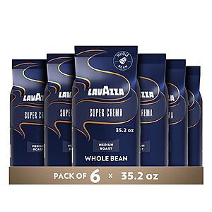 Select Accounts: 6-Pk 35.2-Oz Lavazza Whole Bean Coffee (Super Crema) $80.39(before tax)