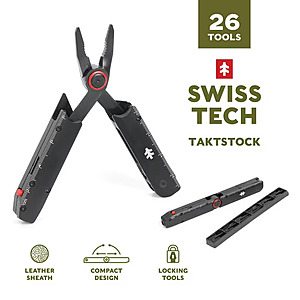 Open Box Swiss Tech Taktstock AUS-8 Steel Blade 26-in-1 Folding Multitool $23