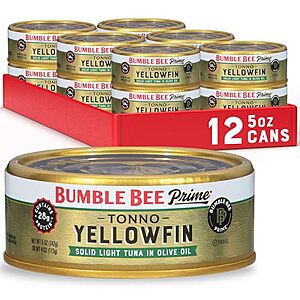 [SnS, AC] $16.67* | 12-Pack 5-Oz Bumble Bee Prime Tonno Tuna In Olive Oil at Amazon ($1.39 each)