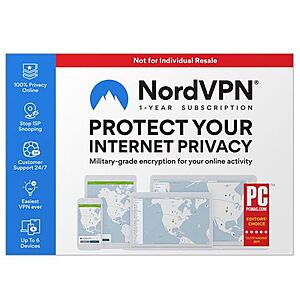 NORD Security NordVPN 12 Month VPN subscription (OEM) $6.39