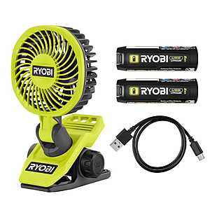 Ryobi USB Lithium Clamp Fan Kit w/ 2.0 Ah USB Lithium Battery & Charging Cable $39.97 + Free Shipping