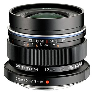 OM SYSTEM Olympus M.Zuiko Digital ED 12mm F2.0 Black for Micro Four Thirds System Camera, Compact Wide Angle Lens for Starry Sky and Landscape $549.99