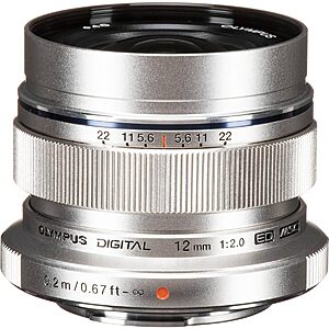 OM SYSTEM Olympus M.Zuiko Digital ED 12mm F2.0 Silver for Micro Four Thirds System Camera, Compact Wide Angle Lens for Starry Sky and Landscape $549.99