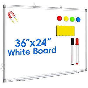 Magnetic Dry Erase Board, 36 x 24 Inch White Board with Marker, Magnet and Eraser, Magnetic Whiteboard for Home, School, Office, Kitchen $24