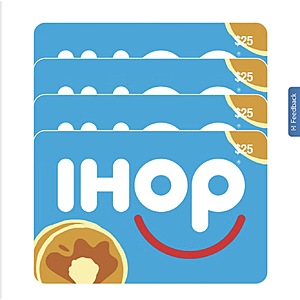 IHOP Four Restaurant $25 eGift Cards ($100 Value) $69.99 Costco.com