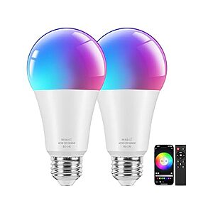 2-Pack Brightever A19 9W RGBWW Smart LED Light Bulbs w/ Remote Control & Bluetooth $12.99 + Free Shipping w/ Prime
