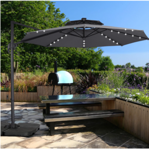 Ainfox 10ft Double Top 360°Rotation Heavy Duty Patio Cantilever Umbrella w/ Cross Base & Solar Lights $152.98 + Free Shipping