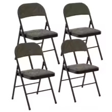MCQ 4 Pack Foldable Fabric Padded Cushion Office Chair Ergonomic Metal Frame Soft Cushion Lumbar Support Heavy Capacity $55