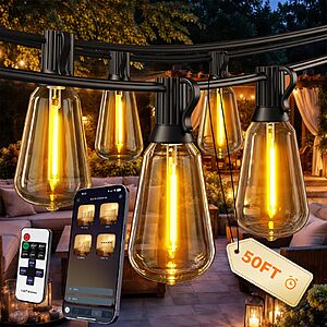 Ecoeve Outdoor String Lights, 50 FT Patio Lights for Outside $16.19