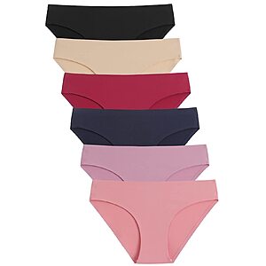 6-Pack Caterlove Women's Seamless Underwear No Show Stretch Bikini Panties Silky Invisible Hipster $8.98