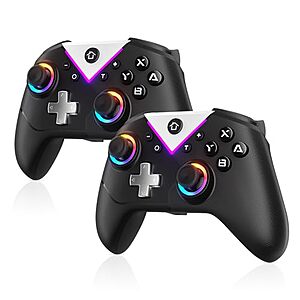 2-Pack Dinosoo RGB Wireless Bluetooth Gamepad Controller for Nintendo Switch 2/1/Lite/OLED & PC (Black) $19.49 + Free Shipping w/ Prime or on $35+
