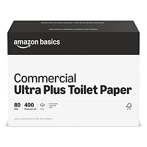 Amazon Basics 2-Ply Ultra Plus Toilet Paper, Bath Tissue, Septic, 80 Individually Wrapped Rolls $30.23
