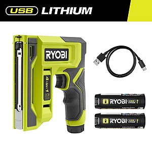 USB LITHIUM 4-in-1 Stapler/Nailer Kit with 3.0 Ah Battery, Charging Cable, and USB Lithium (2) 2.0 Ah Rechargeable Battery $79
