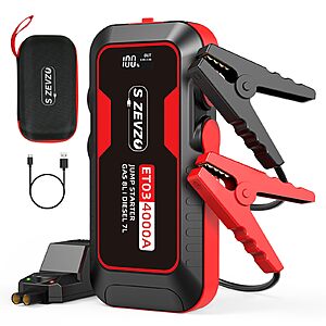 S ZEVZO ET03 4000A Car Jump Starter/Power Bank w/ 0V Start, LCD Display, LED Light & Case (Up to 8.0L Gas / 7.0L Diesel) $25.64 + Free Shipping