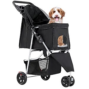 $35.92* | 3 Wheel Pet Stroller for Dogs and Cats, Foldable Design, Black at Amazon