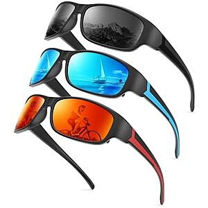 [AC] $9.29* | 3-Pk KALIYADI Men's Polarized Sports Sunglasses at Amazon