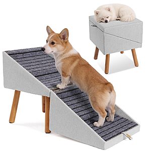 2-in-1 Ziluce 17.13" XL Wooden Foldable Dog ramp & Ottoman $49.99 + Free Shipping