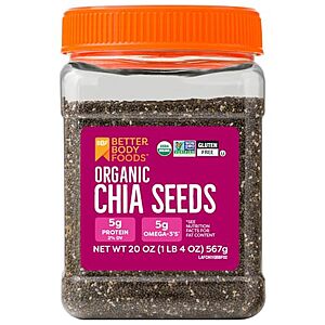[SnS, AC] $5.70* | 20-Oz BetterBody Foods Organic Chia Seeds at Amazon