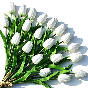20-Piece 13.5" ONLY ART Artificial Tulips (White) $8.99 + Free Shipping w/ Prime or on $35+