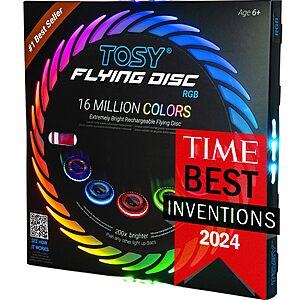 TOSY Flying Disc - 108 RGB Multicolor LEDs, Super Bright, Smart Modes, Rechargeable, Waterproof, 175g $19.99