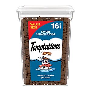 $6.64 S&S Temptations Cat Treats Classic Crunchy and Soft Cat Treats, Savory Salmon Flavor, 16 oz. Tub