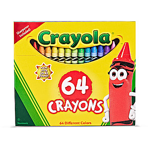 Classic 64 count box of CRAYOLA CRAYONS with Sharpener $3.39 FPU OFFICE DEPOT or $3.84 Walmart PU