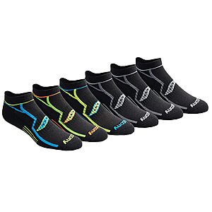 Saucony Men's RunDry Bolt Performance No-Show Socks, Available in M-XXL (6, 12, 18 Pairs), Black (6 Pairs), X-Large $8.05