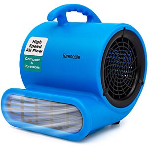 SereneLife Air Mover Blower Fan 1000 CFM – Powerful High Performance 3-Speed Fan for Floor & Carpet Drying, Portable Floor  Fan $82.59