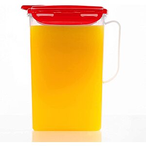 $8.00: LocknLock Aqua Fridge Door Water Jug, Clear Pitcher, BPA Free Plastic, 2 Quart with Lid, Red