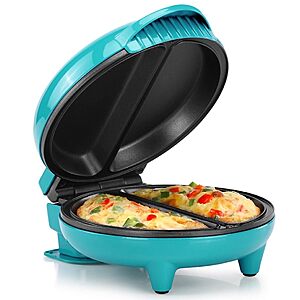 $17.57: Holstein Housewares Stainless Steel 2 Section Omelet & Frittata Maker, Non Stick Coating, 2 Portions, Teal