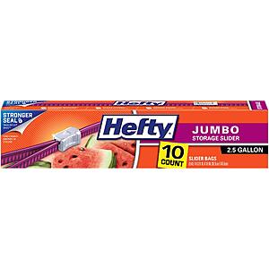 Hefty Slider Jumbo Storage Bags, 2.5 Gallon Size, 10 Count (Pack of 9)  as low as $20.81 after 5+subscribe and save