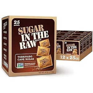 12-Pack 25-Count Sugar In The Raw Turbinado Cane Sugar Packets $7.45 w/ S&S + Free S&H w/ Prime or $35+ ~ Amazon