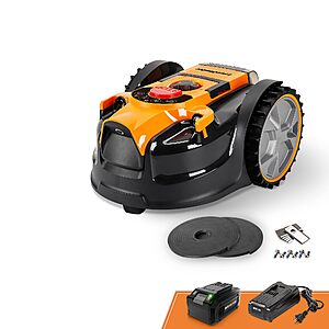 LawnMaster OcuMow™ VBRM601YCM MAX Perimeter Wire Free Robot Lawn Mower Cuts Small Lawns 2000-3500 Square Feet with Optical Navigation $326.38