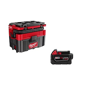 Milwaukee 2.5 Gallon M18 PACKOUT Wet Dry Vac w 5.0Ah Battery Pack $199