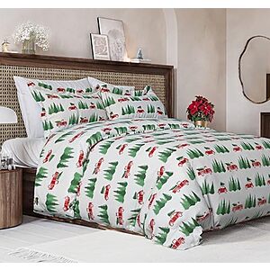 [AC] $9.98** | 3-Pc CGK Unlimited Christmas Tree Truck King Size Duvet Cover Set w/ 2 Pillow Shams at Amazon