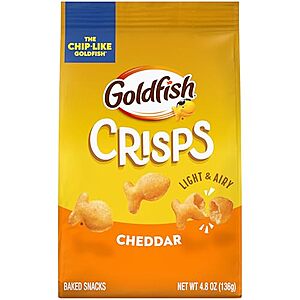 4.8-Ounce Goldfish Crisps Baked Chip Crackers (Cheddar Cheese or Salt & Vinegar): 3 for $4.58 w/ S&S + Free Shipping w/ Prime or on $35+