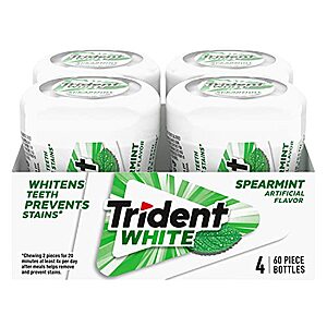 [SnS, AC] $9.40 | 4-Pack 60-Count Trident White Sugar Free Gum (Spearmint) at Amazon
