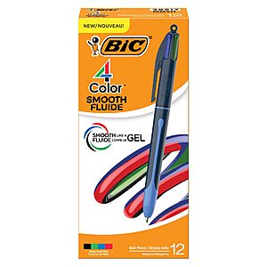 $9.40 [S&S] 12-Count BIC 4 Color Smooth Pen with Gel-Like Ink and Easy Color Switching at Amazon