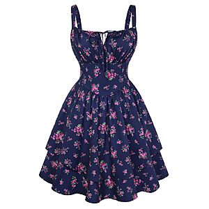 Scarlet Darkness Floral Mini Corset Dress Women Teens Sundress with Pockets $15.99