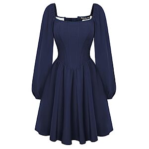 Renaissance Corset Dress Long Sleeve Party Mini Dress $17.38