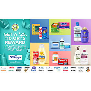 KROGER/KENVUE Back To School Rebate: Up to a $25 GC/PREPAID Card wys $75 on participating item in one purchase