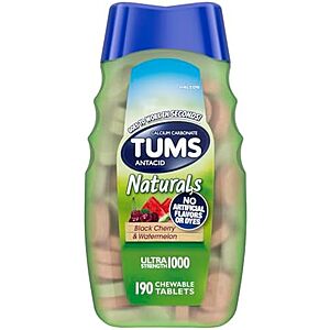 [SnS, AC] $6.16* | 190-Count TUMS Naturals Ultra Strength Antacid Chews (Black Cherry & Watermelon) at Amazon