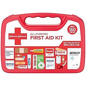 [SnS, AC] $10.10* | 160-Pc Johnson & Johnson Compact All Purpose First Aid Kit at Amazon