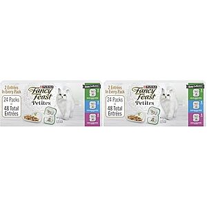 $26.49* | 48-ct (2x 24-pk) 2.8-oz Purina Fancy Feast Petites Wet Cat Food Tubs (Variety) at Amazon