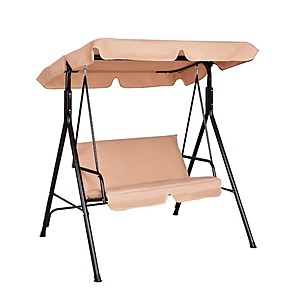 Costway Loveseat Patio Canopy Cushioned Swing Glider Hammock (Beige) $61.36 + Free Shipping