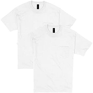 $10* | 2-Pk Hanes Men's Beefy-t 100% Cotton Heavyweight Pocket T-Shirt (Various Colors) at Amazon