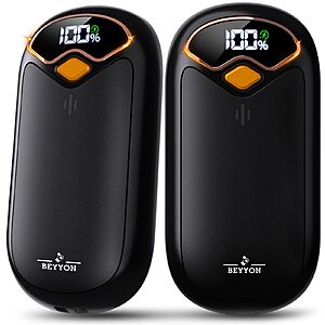 Rechargeable 2 Pack Electric Hand Warme with LED Digital Display, 4 Heat Levels $9.99